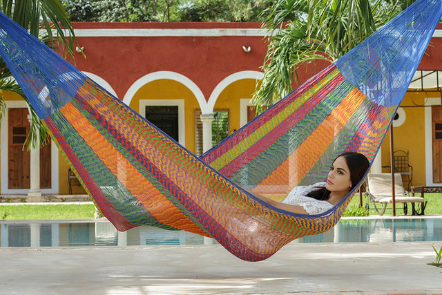 Mayan Legacy Single Size Cotton Mexican Hammock in Mexicana Colour