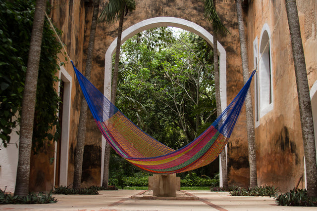 Mayan Legacy Single Size Cotton Mexican Hammock in Mexicana Colour