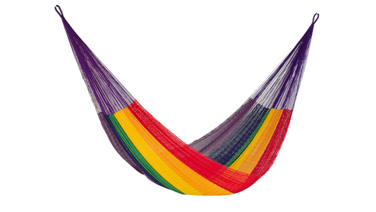 Mayan Legacy Single Size Cotton Mexican Hammock in Rainbow Colour