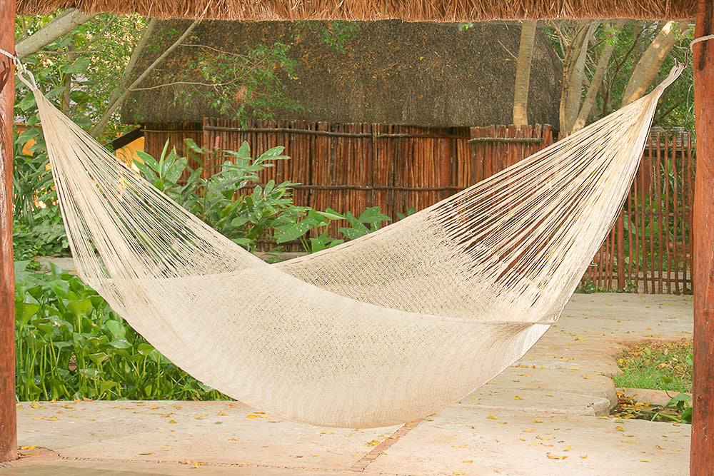 Mayan Legacy Jumbo Size Cotton Mexican Hammock in Cream Colour