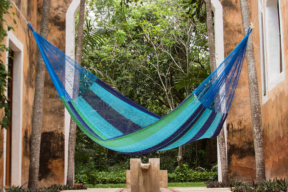 Mayan Legacy Jumbo Size Cotton Mexican Hammock in Oceanica Colour