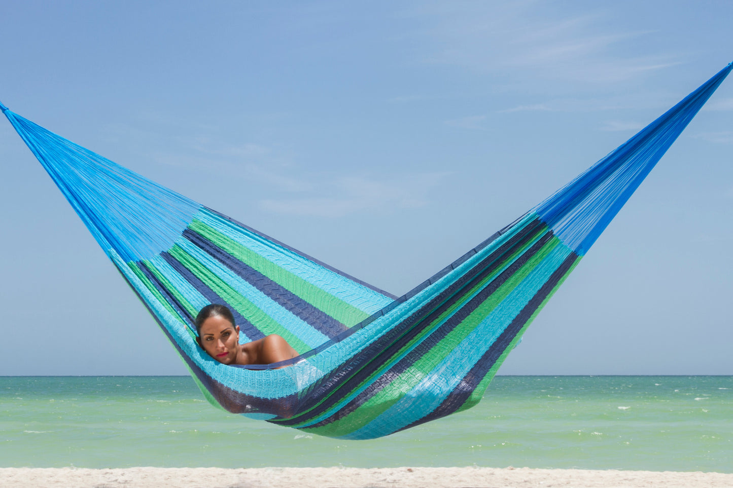 Mayan Legacy Jumbo Size Cotton Mexican Hammock in Oceanica Colour