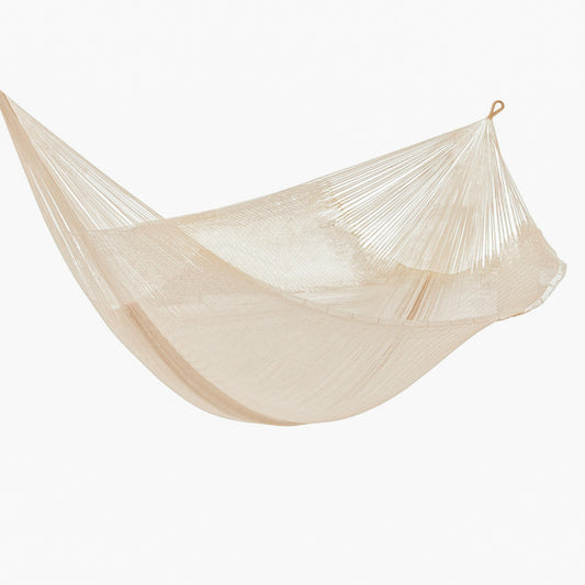 Mayan Legacy Queen Size Super Nylon Mexican Hammock in Cream Colour